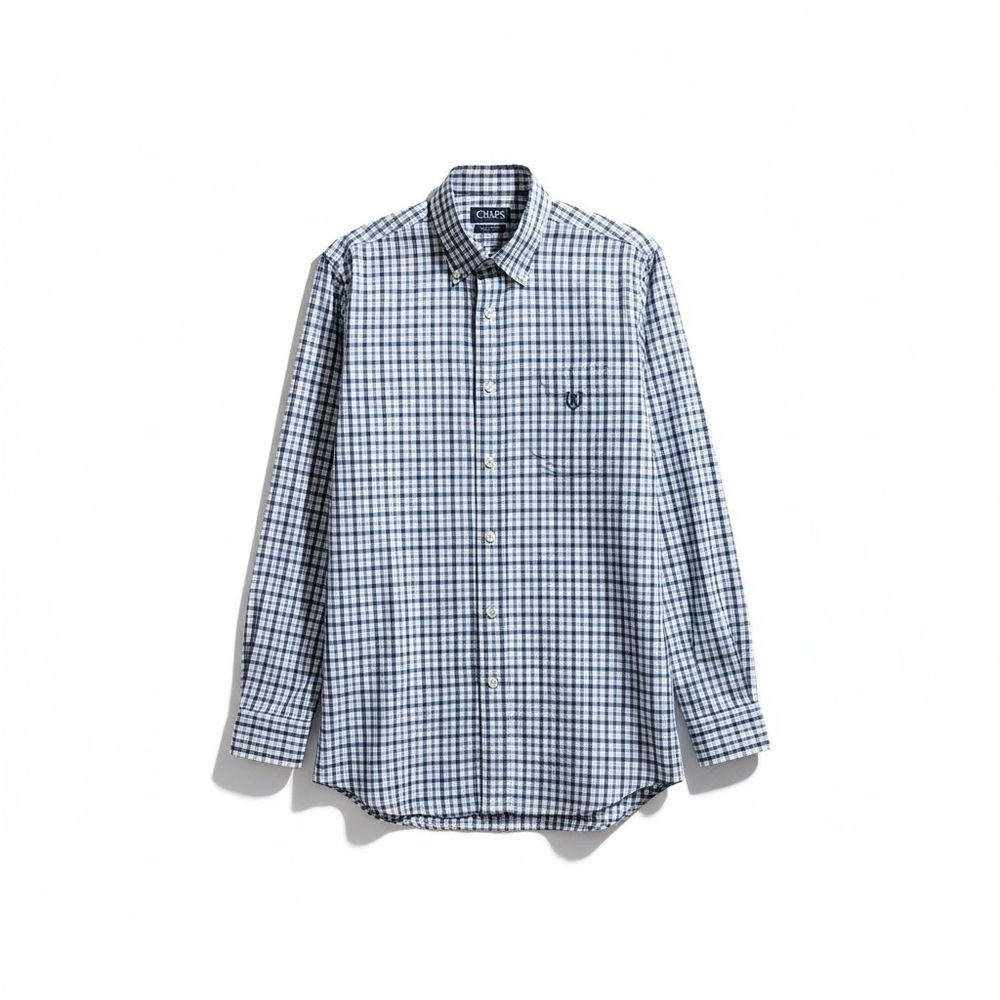 CHAPS Men’s Blue Plaid Button-Down Shirt 👕 Classic Fit💙Size Small